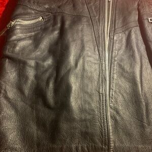 Black Leather Zip-Front Men's Jacket